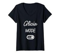 Damen Alicia-Modus: EIN Name T-Shirt mit V-Ausschnitt