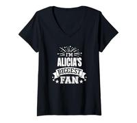 Damen Alicia Personalisierter Name Sportfan Geburtstag Abschluss T-Shirt mit V-Ausschnitt