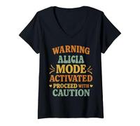 Damen Alicia Personalized Women's Gift Custom Alicia T-Shirt mit V-Ausschnitt