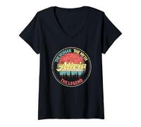 Damen Alicia The Woman The Myth The Legend Personalisierter Name T-Shirt mit V-Ausschnitt