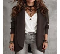 Damen All-Match minimalistischer lässiger Boho eleganter Mode Revers dunkelbraun vielseitiger Pendler Strick-Cardigan Thanksgiving Alltag Reise Herbst