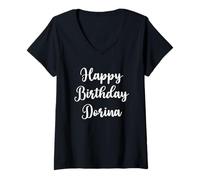 Damen Alles Gute zum Geburtstag Dorina T-Shirt mit V-Ausschnitt