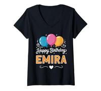 Damen Alles Gute zum Geburtstag Emira T-Shirt mit V-Ausschnitt