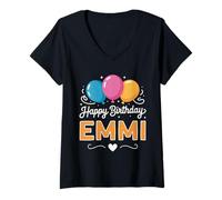 Damen Alles Gute zum Geburtstag Emmi T-Shirt mit V-Ausschnitt