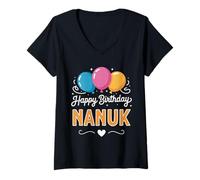 Damen Alles Gute zum Geburtstag Nanuk T-Shirt mit V-Ausschnitt