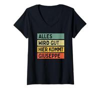 Damen Alles Wird Gut Hier Kommt Giuseppe Retro Vintage Vorname T-Shirt mit V-Ausschnitt