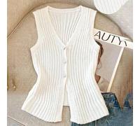 Damen Allround Minimalistische Mode Vielseitig Hellgelbe V-Ausschnitt Elegante Dame Pendler Slim Fit Weste