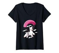 Damen Alpaka Squad Retro Design Lustige Alpaka Lama T-Shirt mit V-Ausschnitt