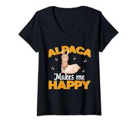 Damen Alpaka Squad Retro Design Lustige Alpaka Lama T-Shirt mit V-Ausschnitt