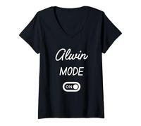Damen Alwin-Modus: EIN Name T-Shirt mit V-Ausschnitt
