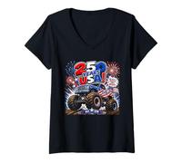 Damen American 250 Year Monster Truck - Kids Color Graphic T-Shirt mit V-Ausschnitt