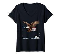 Damen American Flag Hockey T-Shirt Herren Mädchen Eishockeyspieler T-Shirt mit V-Ausschnitt