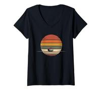 Damen Amerikanische Flagge Curling T-Shirt Curler Sliding Stone T-Shirt mit V-Ausschnitt