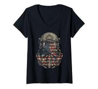 Damen Amerikanische Flagge, taktisch, patriotisch, Militär, Herren, Damen, Grafik T-Shirt mit V-Ausschnitt