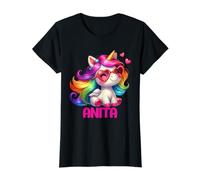 Damen Anita Personalisierter Name, buntes Einhorn Preisgünstiges Grafik-T-Shirt
