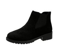 Damen Ankle Boot Lace Up Mode Herbst Winter Frauen Ankle Boots Low Heel Runde Zehe Solide Wildleder Leder Slip On Casual Boots Damen Schwarz Gummistiefel Damen Schwarz Boots