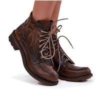 Damen Ankle Boots von Maciejka aus Naturleder auf flachem Absatz, braun