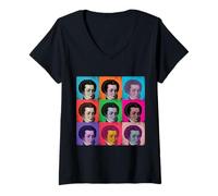 Damen Anne Boleyn Pop-Art-Version 1 T-Shirt mit V-Ausschnitt