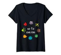 Damen Anti Rassismus Protest für Toleranz, Diversität gegen Rechts T-Shirt mit V-Ausschnitt