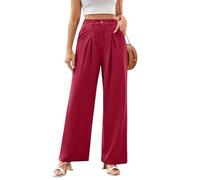 Damen Anzughose Hose Damen Sommer Leicht Palazzo Hose Elegant High Waist Lang Palazzo Wide Leg Hose Mit Taschen Causal Business Hose Sommerhose Damen Lang Einfarbig Culotte Hose