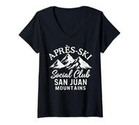 Damen Après Ski Social Club San Juan Mountains T-Shirt mit V-Ausschnitt