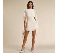 Damen Apricot einfarbiges A-Linien Minikleid, Bankett Kleid, Elegantes Kleid, Partykleid, Sommer