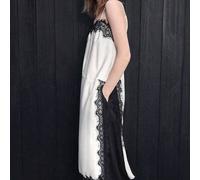 Damen Aprikose & Schwarz Kontrast Patchwork bequemes hautfreundliches hochwertiges knitterresistentes Satin Stoff anliegendes trägerloses Camisole Top