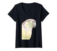 Damen Aquarellmalerei mit grünen Wangen T-Shirt mit V-Ausschnitt