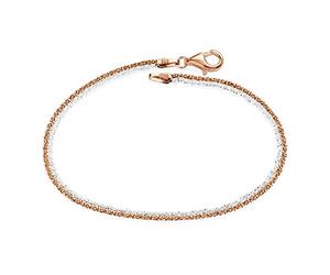 Damen Armband 925 Silber bicolor - Rosegold Armkette Criss Cross SA-103 | Frauen Armkettchen aus 925 Sterling Silber mit wasserfester Rosé Vergoldung in 18,5cm von MATERIA by Matthias Wagner