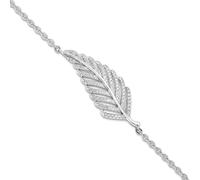 Damen-Armband aus 925er-Sterlingsilber, mit Karabinerverschluss, rhodinierte Zirkonia-Feder, 3 cm Verlängerung, 18 cm