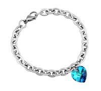 Damen Armband aus Edelstahl mit Swarovski® Crystals Herz 14 mm Bermuda Blue