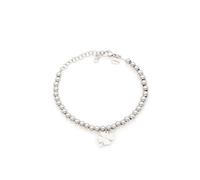 Damen-Armband mit vierblättrigem Kleeblatt, 5 mm, Länge 16 cm + 5 cm, verstellbar, aus Edelstahl, Uni, Silber, Glücksbringer, elegant, langlebig, bedeutende Geschenkidee, Taglia Unica, Edelstahl
