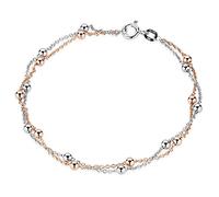 Damen Armkette Silber 925 bicolor - Kugel Armband 19 cm vergoldet SA-109 | Armkettchen mit Kugeln aus hautfreundlichem 925 Sterling Silber mit wasserfester Vergoldung von MATERIA by Matthias Wagner