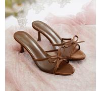 Damen atmungsaktive Mesh Offene Zehe High Heel Sandalen, Schleifendekor, vielseitiger minimalistischer Stil Sommer Neuankömmling Sommeroutfit, Festiva