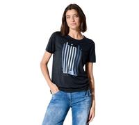 Cecil Ausbrenner-Shirt mit Wording – Dunkelblau – Größe S – Damen