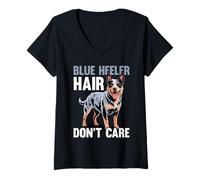 Damen Australian Cattle Dog Blue Heeler T-Shirt mit V-Ausschnitt