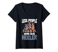 Damen Australian Cattle Dog Blue Heeler T-Shirt mit V-Ausschnitt