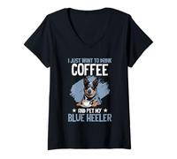 Damen Australian Cattle Dog Blue Heeler T-Shirt mit V-Ausschnitt