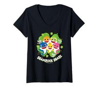 Damen Baby Shark Shamrock Shark St Patricks Day Family T-Shirt mit V-Ausschnitt