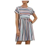 Damen Babydoll Kleid Kurzarm Strandkleid V-Ausschnitt Midikleid Sexy Lässig Locker Flowy A Linien Kleider Tunika Blusenkleid Rüschen Plissee Freizeitkleid Partykleid Strandkleid