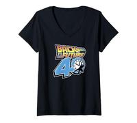 Damen Back To The Future 40th Anniversary Clock Tower Logo T-Shirt mit V-Ausschnitt