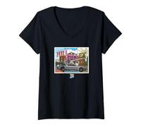Damen Back To The Future 40th Anniversary Hill Valley Time Machine T-Shirt mit V-Ausschnitt