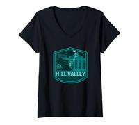 Damen Back to the Future Hill Valley Lightning T-Shirt mit V-Ausschnitt