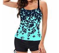 Damen-Badeanzüge, zweiteilig, hohe Taille, V-Ausschnitt, Bademode, Sommer, Schwimmen, elegant, Bikini-Set, Push Up Plus Size Beachwear mit Shorts, Meer, Tops Shorts, Mint Grün, XL