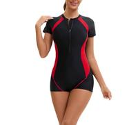 Damen Badeanzug Bauchweg Sport Schwimmanzug Einteiliger Vorne Reißverschluss Bademode Schwimmanzug Arena Badeanzüge mit Bein Swimming Suits Women