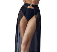 Damen Badeanzug Cover Up Mesh Maxi Rock Hohe Taille Split Strand Wrap Pareo für Pool Urlaub Resort Wear Größen S bis XL (Schwarz S)