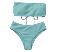 Damen-Badeanzug, hohe Taille, zweiteilig, Bikinis-Set, trägerlos, Bandeau-Top, hoher Schnitt, freche Badeanzüge, Geschenke, Tankini, Badeanzüge für Frauen, trägerlos, Tankini, Badeanzüge, trägerloser