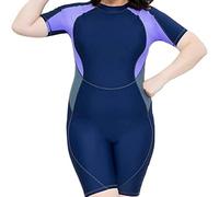 Damen-Badebekleidung, Übergröße 4XL-6XL, Ärmel, Surfen, Tauchanzüge, Reißverschluss hinten, Neoprenanzug, Ganzkörper-Badebekleidung für Erwachsene,Schwarz,6XL