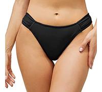 Damen Badehose Hotpants Badeshorts Frauen Vintage Print Niedrige Taille Brasilianischer Bikini Bottom Slips Brasilianischer Bikini Bottom Side Tie Tanga Baden Swimbottom Damen Badeshorts (Black, XXL)