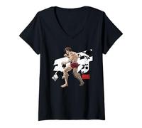 Damen Baki Hanma The Grappler Total Fighting Stance Anime-Manga T-Shirt mit V-Ausschnitt